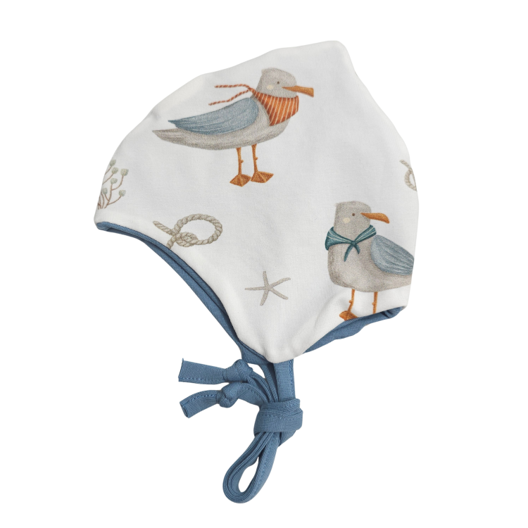 Bindemütze Küstenkind Möwe (taubenblau)